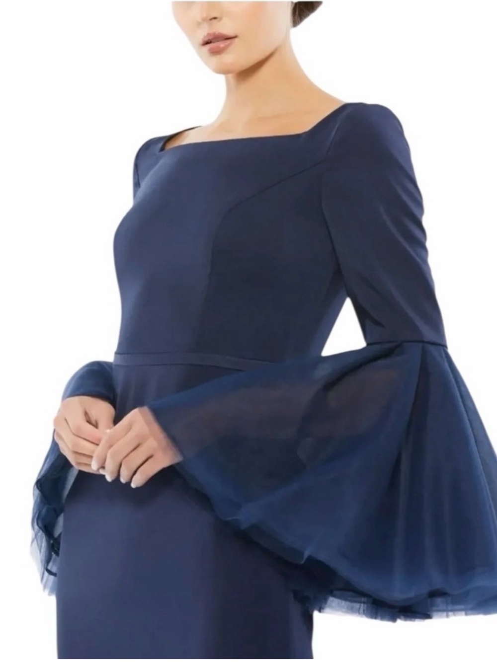 Mac Duggal Navy Bell-Sleeve Evening Gown - NWT! - Picture 3 of 7
